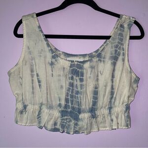 Apiece Apart Size L Tie-Dye Crop Tank Top Blue Cream Boho Cottage Coastal